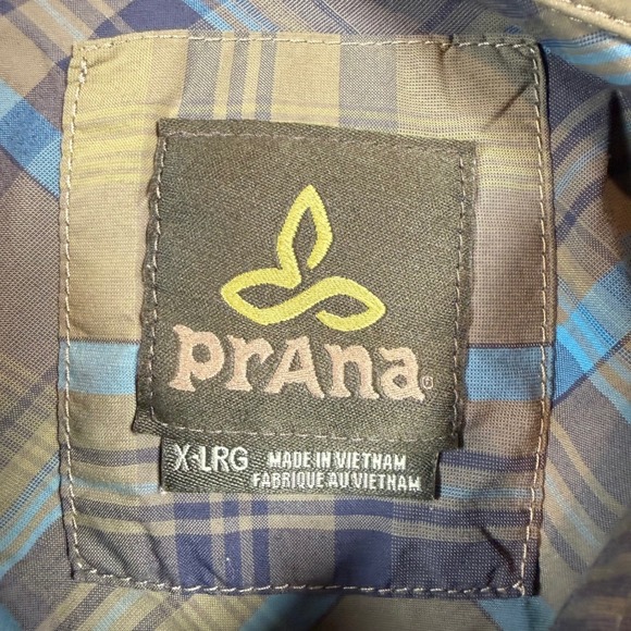 Prana Mens X-Large Short Sleeve Button Up Shirts Plaid Solid Lot of 2 - Picture 5 of 7